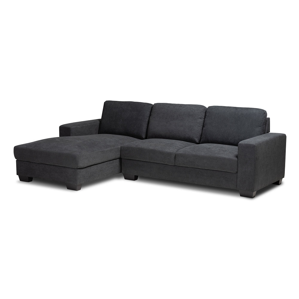 Baxton Studio Nevin Modern and Contemporary Fabric Upholstered Sectional Sofa with Left Facing Chaise