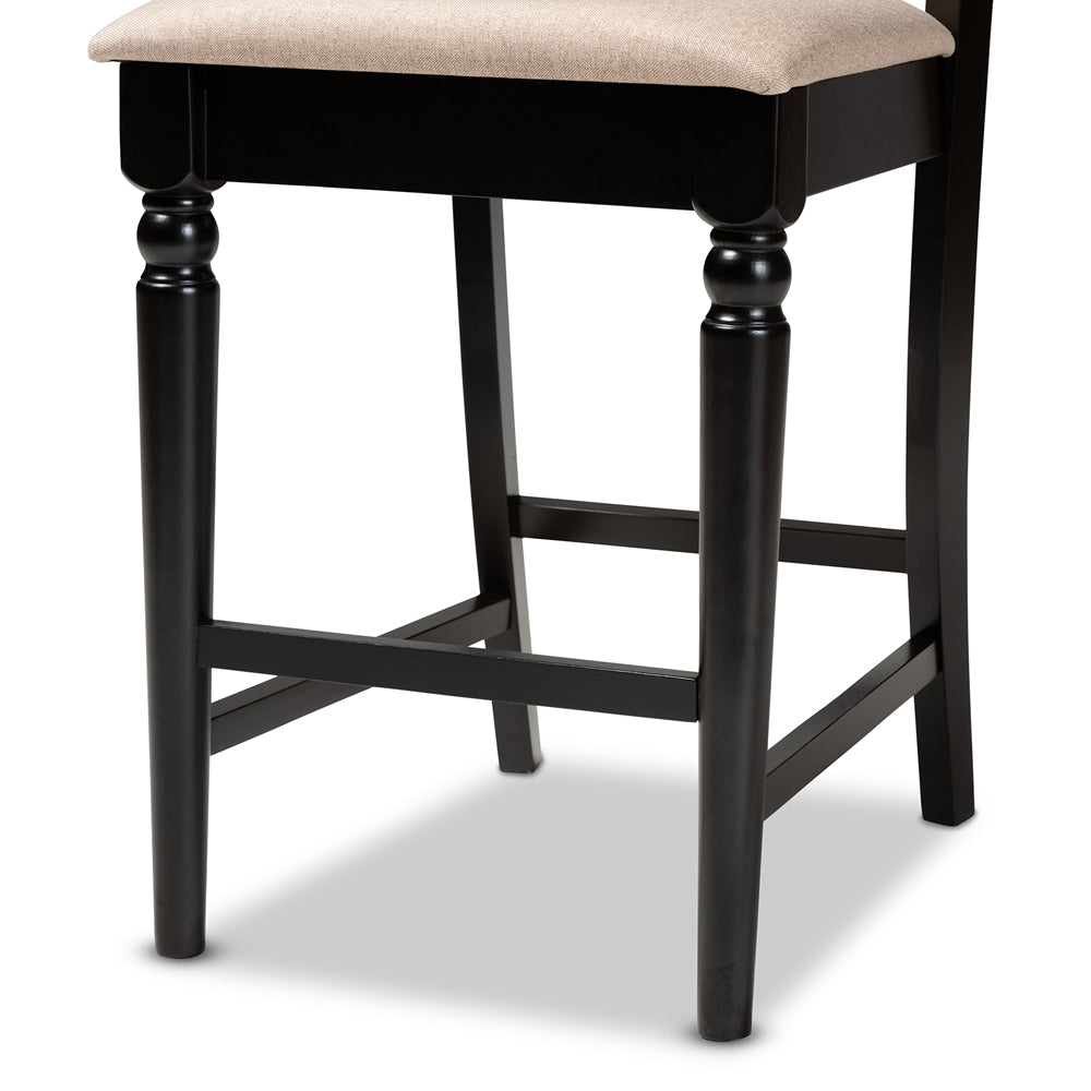 BAXTON STUDIO ARDEN MODERN AND CONTEMPORARY SAND FABRIC UPHOLSTERED ESPRESSO BROWN FINISHED WOOD COUNTER STOOL (SET OF 2)