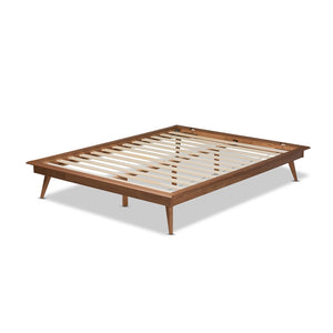 Baxton Studio Karine Mid-Century Modern Walnut Brown Finished Wood Full Size Platform Bed Frame