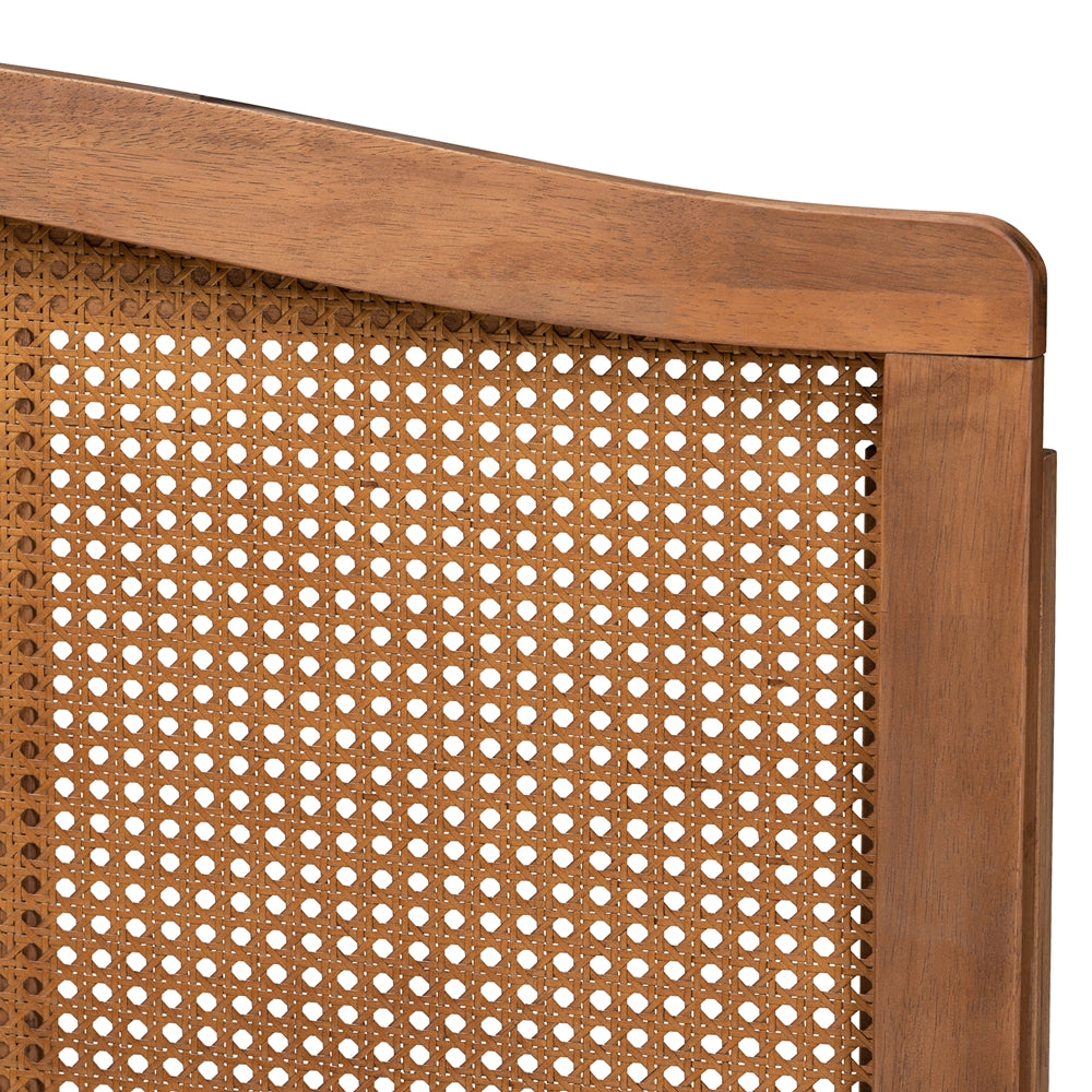 Baxton Studio Marieke Mid-Century Modern Ash Wanut Finished Wood And Synthetic Rattan King Size Headboard