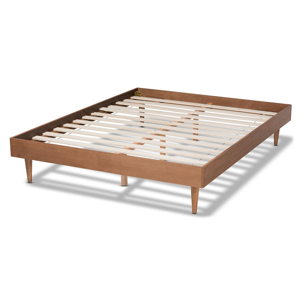 Baxton Studio Rina Mid-Century Modern Ash Wanut Finished Full Size Wood Bed Frame