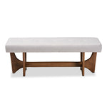 Load image into Gallery viewer, Baxton Studio Theo Mid-Century Modern Greyish Beige Fabric Upholstered Walnut Finished Bench
