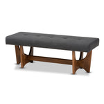 Load image into Gallery viewer, Baxton Studio Theo Mid-Century Modern Dark Grey Fabric Upholstered Walnut Finished Bench
