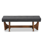 Load image into Gallery viewer, Baxton Studio Theo Mid-Century Modern Dark Grey Fabric Upholstered Walnut Finished Bench
