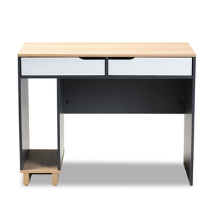 Baxton Studio Reed Mid-Century Modern 2-Drawer Multicolor Wood Computer Desk