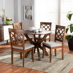 Load image into Gallery viewer, Baxton Studio Beth Modern And Contemporary Grey Fabric Upholstered And Walnut Brown Finished Wood 5-Piece Dining Set
