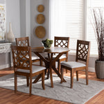 Load image into Gallery viewer, Baxton Studio Elena Modern And Contemporary Grey Fabric Upholstered And Walnut Brown Finished Wood 5-Piece Dining Set
