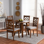 Load image into Gallery viewer, Baxton Studio Mya Modern And Contemporary Grey Fabric Upholstered And Walnut Brown Finished Wood 5-Piece Dining Set
