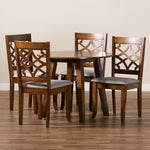 Load image into Gallery viewer, Baxton Studio Mya Modern And Contemporary Grey Fabric Upholstered And Walnut Brown Finished Wood 5-Piece Dining Set
