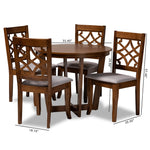 Load image into Gallery viewer, Baxton Studio Tricia Modern And Contemporary Grey Fabric Upholstered And Walnut Brown Finished Wood 5-Piece Dining Set
