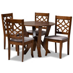 Load image into Gallery viewer, Baxton Studio Alisa Modern And Contemporary Grey Fabric Upholstered And Walnut Brown Finished Wood 5-Piece Dining Set
