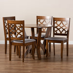 Load image into Gallery viewer, Baxton Studio Alisa Modern And Contemporary Grey Fabric Upholstered And Walnut Brown Finished Wood 5-Piece Dining Set
