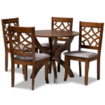 Load image into Gallery viewer, Baxton Studio Sandra Modern And Contemporary Grey Fabric Upholstered And Walnut Brown Finished Wood 5-Piece Dining Set
