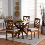 Load image into Gallery viewer, Baxton Studio Sandra Modern And Contemporary Grey Fabric Upholstered And Walnut Brown Finished Wood 5-Piece Dining Set
