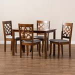 Load image into Gallery viewer, Baxton Studio Celina Modern And Contemporary Grey Fabric Upholstered And Walnut Brown Finished Wood 5-Piece Dining Set
