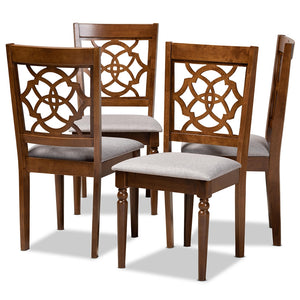 Baxton Studio Lylah Modern And Contemporary Grey Fabric Upholstered And Walnut Brown Finished Wood 4-Piece Dining Chair Set