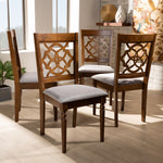 Load image into Gallery viewer, Baxton Studio Lylah Modern And Contemporary Grey Fabric Upholstered And Walnut Brown Finished Wood 4-Piece Dining Chair Set
