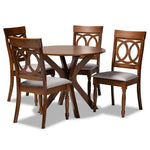 Load image into Gallery viewer, Baxton Studio Jessie Modern And Contemporary Grey Fabric Upholstered And Walnut Brown Finished Wood 5-Piece Dining Set
