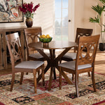 Load image into Gallery viewer, Baxton Studio Jessie Modern And Contemporary Grey Fabric Upholstered And Walnut Brown Finished Wood 5-Piece Dining Set
