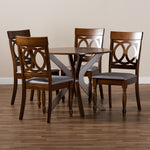 Load image into Gallery viewer, Baxton Studio Jessie Modern And Contemporary Grey Fabric Upholstered And Walnut Brown Finished Wood 5-Piece Dining Set
