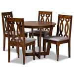 Load image into Gallery viewer, Baxton Studio Julie Modern And Contemporary Grey Fabric Upholstered And Walnut Brown Finished Wood 5-Piece Dining Set
