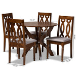 Load image into Gallery viewer, Baxton Studio Mona Modern And Contemporary Grey Fabric Upholstered And Walnut Brown Finished Wood 5-Piece Dining Set
