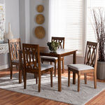 Load image into Gallery viewer, Baxton Studio Kasia Modern And Contemporary Grey Fabric Upholstered And Walnut Brown Finished Wood 5-Piece Dining Set
