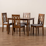 Load image into Gallery viewer, Baxton Studio Kasia Modern And Contemporary Grey Fabric Upholstered And Walnut Brown Finished Wood 5-Piece Dining Set
