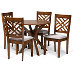 Load image into Gallery viewer, Baxton Studio Norah Modern And Contemporary Grey Fabric Upholstered And Walnut Brown Finished Wood 5-Piece Dining Set
