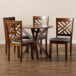 Load image into Gallery viewer, Baxton Studio Norah Modern And Contemporary Grey Fabric Upholstered And Walnut Brown Finished Wood 5-Piece Dining Set
