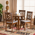 Load image into Gallery viewer, Baxton Studio Lilly Modern And Contemporary Grey Fabric Upholstered And Walnut Brown Finished Wood 5-Piece Dining Set
