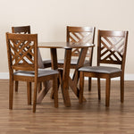 Load image into Gallery viewer, Baxton Studio Elise Modern And Contemporary Grey Fabric Upholstered And Walnut Brown Finished Wood 5-Piece Dining Set
