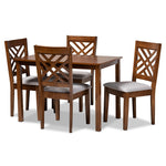 Load image into Gallery viewer, Baxton Studio Caron Modern And Contemporary Grey Fabric Upholstered Walnut Brown Finished Wood 5-Piece Dining Set
