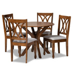 Load image into Gallery viewer, Baxton Studio Maya Modern And Contemporary Grey Fabric Upholstered And Walnut Brown Finished Wood 5-Piece Dining Set
