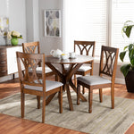 Load image into Gallery viewer, Baxton Studio Maya Modern And Contemporary Grey Fabric Upholstered And Walnut Brown Finished Wood 5-Piece Dining Set
