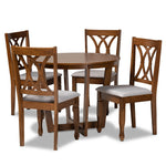 Load image into Gallery viewer, Baxton Studio Aggie Modern And Contemporary Grey Fabric Upholstered And Walnut Brown Finished Wood 5-Piece Dining Set
