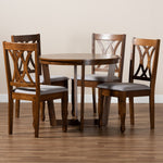 Load image into Gallery viewer, Baxton Studio Aggie Modern And Contemporary Grey Fabric Upholstered And Walnut Brown Finished Wood 5-Piece Dining Set
