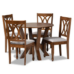 Load image into Gallery viewer, Baxton Studio Irene Modern And Contemporary Grey Fabric Upholstered And Walnut Brown Finished Wood 5-Piece Dining Set
