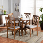 Load image into Gallery viewer, Baxton Studio Irene Modern And Contemporary Grey Fabric Upholstered And Walnut Brown Finished Wood 5-Piece Dining Set
