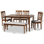 Load image into Gallery viewer, Baxton Studio Reneau Modern And Contemporary Grey Fabric Upholstered And Walnut Brown Finished Wood 6-Piece Dining Set
