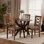 Load image into Gallery viewer, Baxton Studio Aspen Modern And Contemporary Grey Fabric Upholstered And Walnut Brown Finished Wood 5-Piece Dining Set
