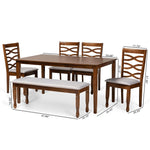 Load image into Gallery viewer, Baxton Studio Lanier Modern And Contemporary Grey Fabric Upholstered And Walnut Brown Finished Wood 6-Piece Dining Set
