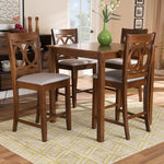 Load image into Gallery viewer, Baxton Studio Lenoir Modern And Contemporary Grey Fabric Upholstered Walnut Brown Finished 5-Piece Wood Pub Set
