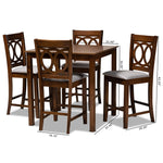 Load image into Gallery viewer, Baxton Studio Lenoir Modern And Contemporary Grey Fabric Upholstered Walnut Brown Finished 5-Piece Wood Pub Set
