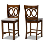 Load image into Gallery viewer, Baxton Studio Lenoir Modern And Contemporary Grey Fabric Upholstered Walnut Brown Finished Wood 2-Piece Counter Height Pub Chair Set
