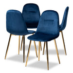 Load image into Gallery viewer, Baxton Studio Elyse Glam And Luxe Navy Blue Velvet Fabric Upholstered Gold Finished 4-Piece Metal Dining Chair Set
