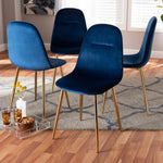 Load image into Gallery viewer, Baxton Studio Elyse Glam And Luxe Navy Blue Velvet Fabric Upholstered Gold Finished 4-Piece Metal Dining Chair Set
