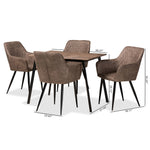 Load image into Gallery viewer, Baxton Studio Belen Modern Transitional Grey Faux Leather Effect Fabric Upholstered And Black Metal 5-Piece Dining Set
