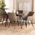 Load image into Gallery viewer, Baxton Studio Belen Modern Transitional Grey Faux Leather Effect Fabric Upholstered And Black Metal 5-Piece Dining Set
