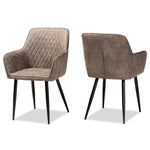 Load image into Gallery viewer, Baxton Studio Belen Modern And Contemporary Grey And Brown Imitation Leather Upholstered 2-Piece Metal Dining Chair Set
